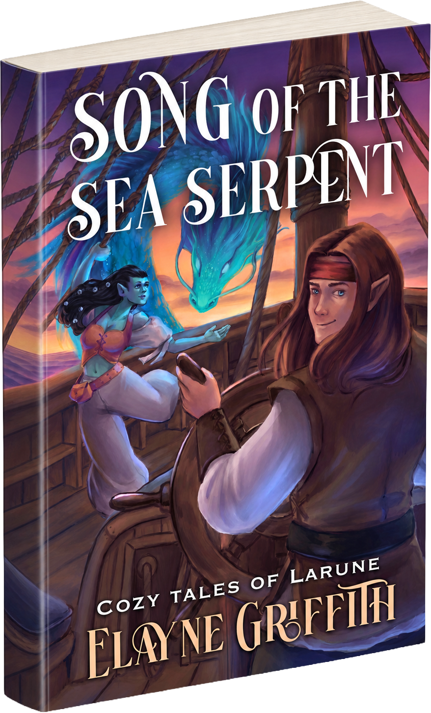 Song of the Sea Serpent, Cozy Tales of Larune, by Elayne Griffith — illustrated paperback cover